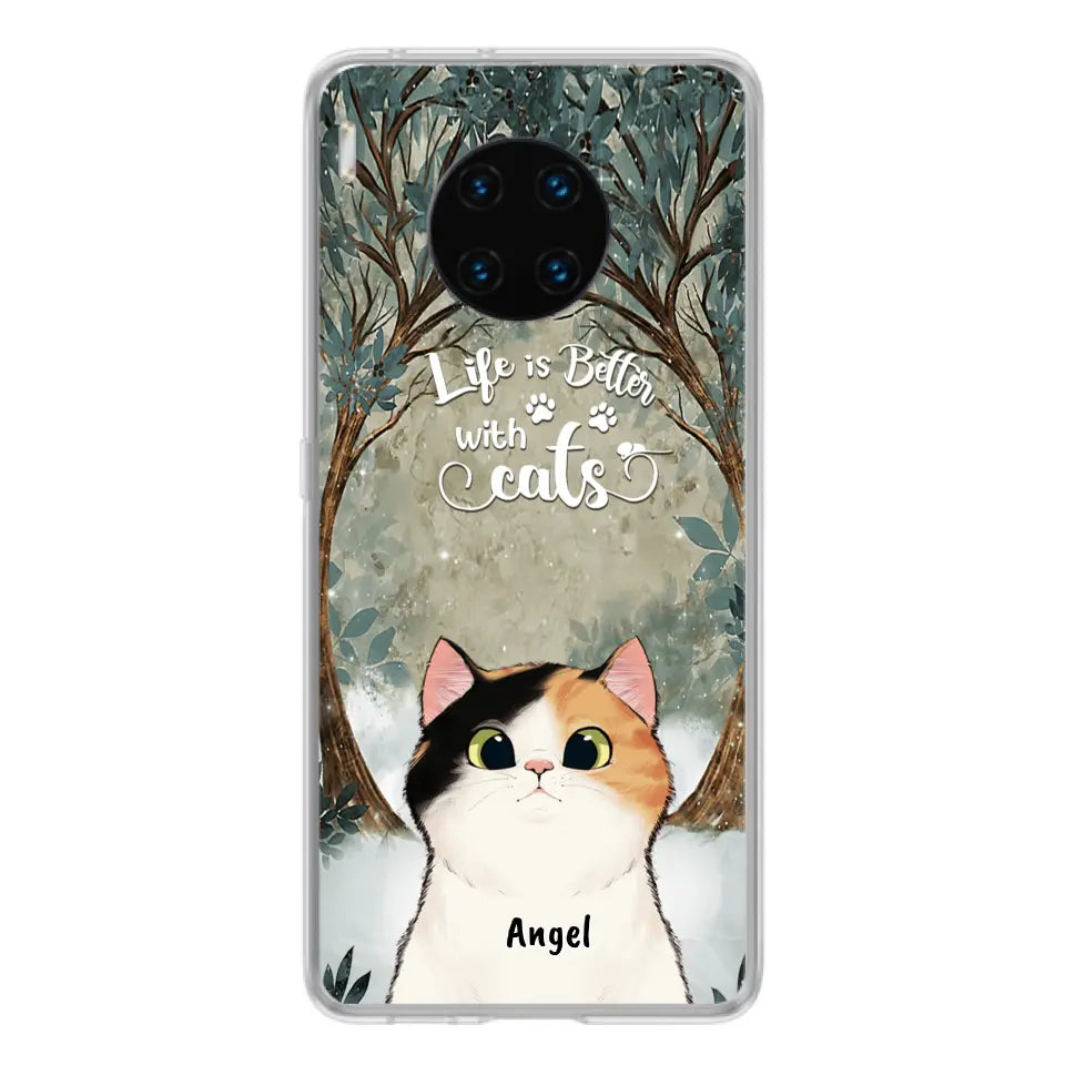 Personalized Cat Phone Case - Up to 6 Cats - Best Gift For Cat Lover - Life Is Better With Cats - Phone Case For  Xiaomi, Oppo And Huawei