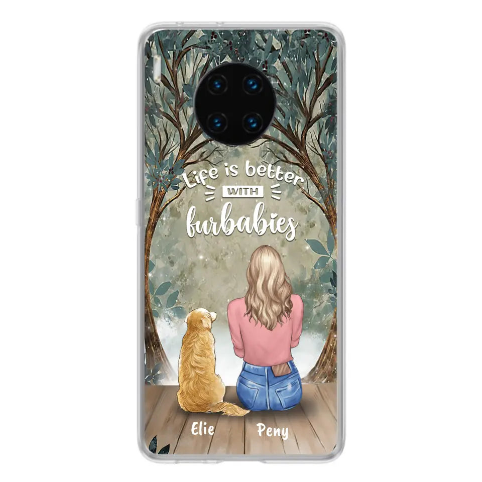 Personalized Pet Mom Phone Case - Girl With Up to 5 Pets - Life Is Better With Furbabies - Case For Xiaomi, Oppo And Huawei