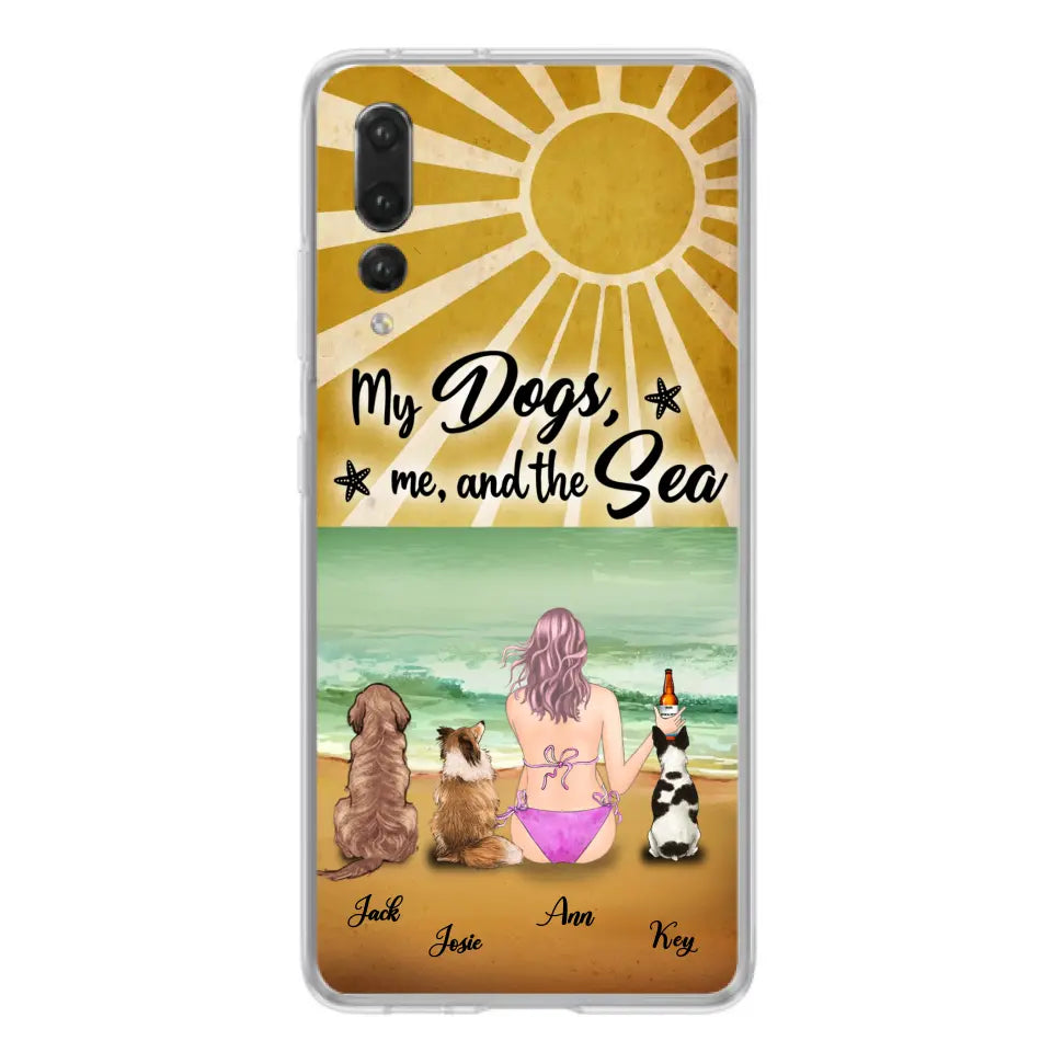 Personalized Dog Mom Beach Phone Case - Up to 3 Dogs - My Dogs, Me And The Sea