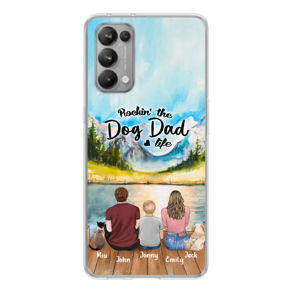 Personalized Pet Couple Phone Case - Parent With 1 Kid And 2 Pets - Case For Xiaomi, Oppo And Huawei