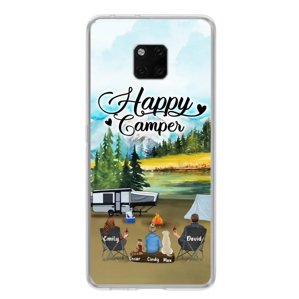 Personalized Camping Phone Case - Parents With 1 Kids And 2 Pets - Best Gift For Family - Happy Camper - Case For Xiaomi, Oppo And Huawei