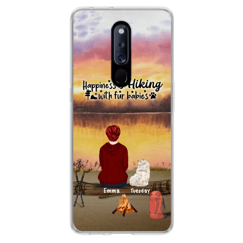 Personalized Hiking Phone Case - Man/Woman/Couple With Up to 4 Pets - Gift For Cat/Dog Lover - Happiness Is Hiking With Fur Babies - Case For Xiaomi, Oppo And Huawei