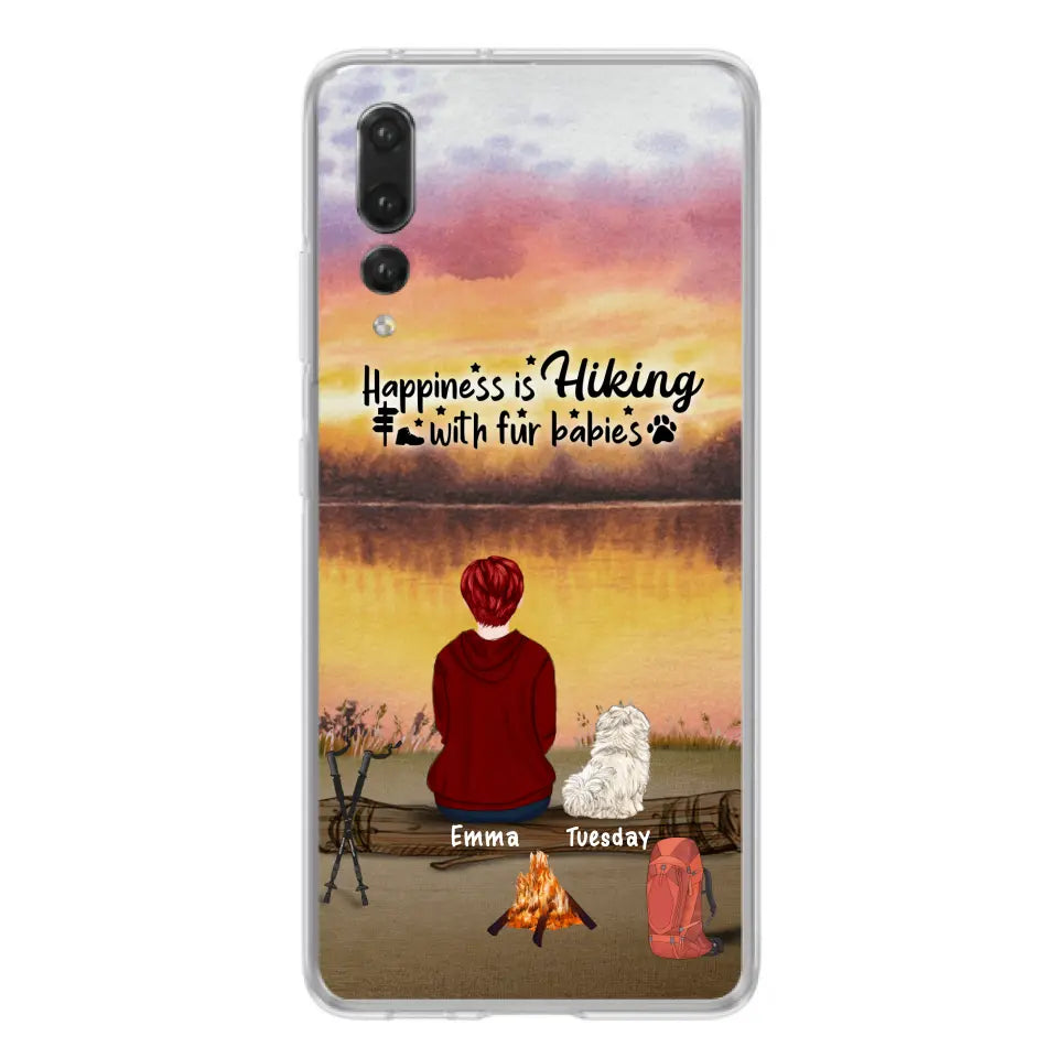 Personalized Hiking Phone Case - Man/Woman/Couple With Up to 4 Pets - Gift For Cat/Dog Lover - Happiness Is Hiking With Fur Babies - Case For Xiaomi, Oppo And Huawei