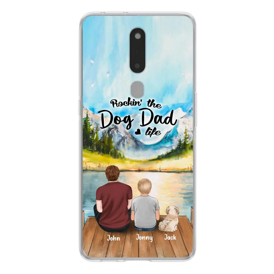 Personalized Dog Mom/Dog Dad Phone Case - Single Mom/Single Dad with 1 Kid and 1 Pet - Rockin' The Dog Dad Life