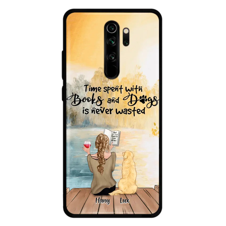 Personalized Dog Book Mom Phone Case - Woman With Up to 4 Dogs - Best Gift For Dog Lover - Time Spent With Books And Dogs Is Never Wasted - Case For Xiaomi, Oppo And Huawei