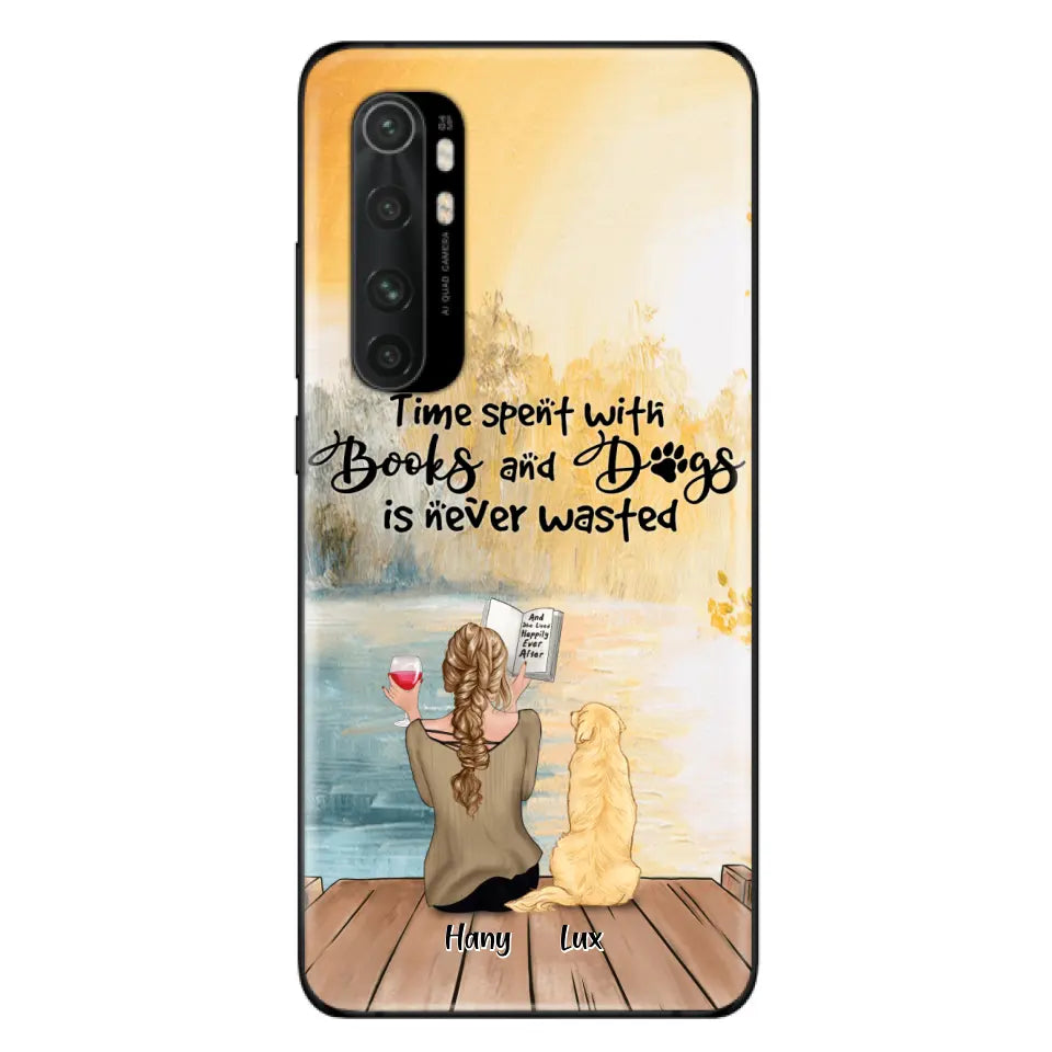 Personalized Dog Book Mom Phone Case - Woman With Up to 4 Dogs - Best Gift For Dog Lover - Time Spent With Books And Dogs Is Never Wasted - Case For Xiaomi, Oppo And Huawei
