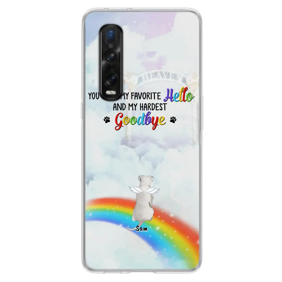 Personalized Memorial Pets At Rainbow Bridge Phone Case - Up to 5 Pets - Memorial Gift For Dog Lovers/Cat Lovers - You Were My Favorite Hello And My Hardest Goodbye - For Xiaomi, Oppo And Huawei Phone Case