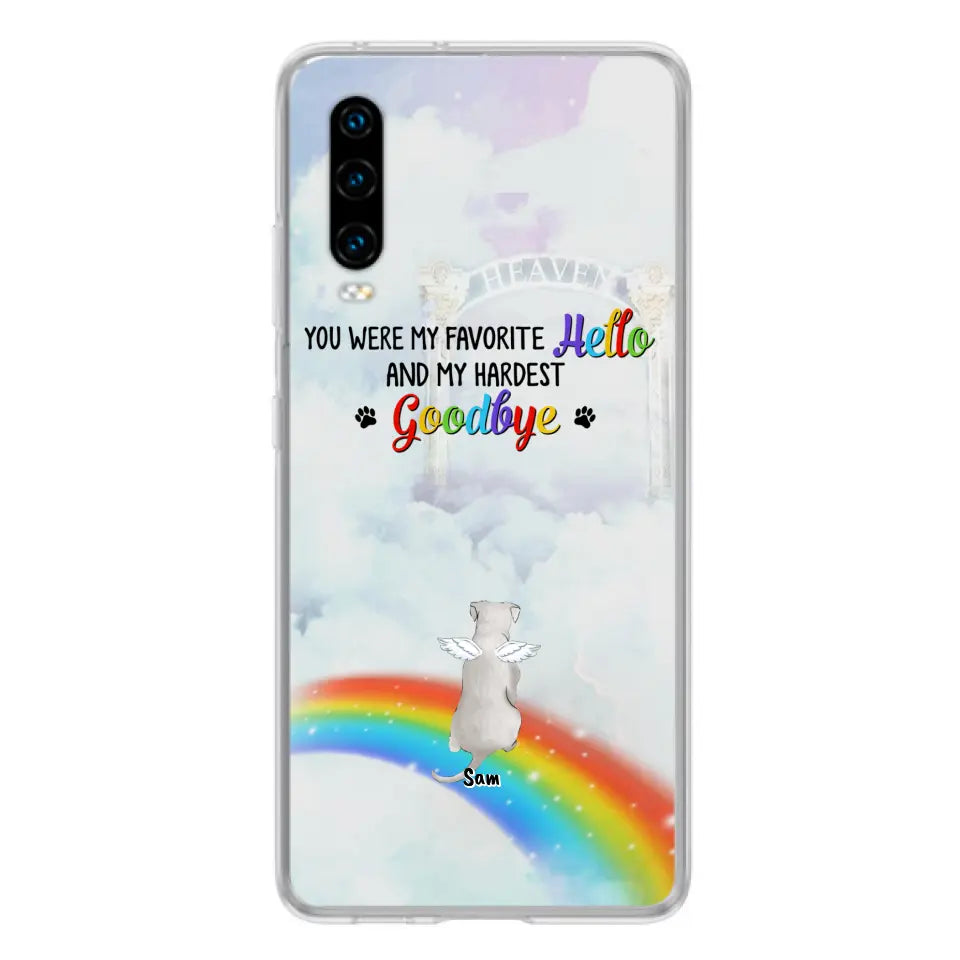 Personalized Memorial Pets At Rainbow Bridge Phone Case - Up to 5 Pets - Memorial Gift For Dog Lovers/Cat Lovers - You Were My Favorite Hello And My Hardest Goodbye - For Xiaomi, Oppo And Huawei Phone Case