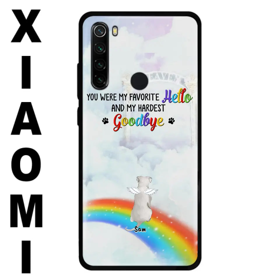 Personalized Memorial Pets At Rainbow Bridge Phone Case - Up to 5 Pets - Memorial Gift For Dog Lovers/Cat Lovers - You Were My Favorite Hello And My Hardest Goodbye - For Xiaomi, Oppo And Huawei Phone Case