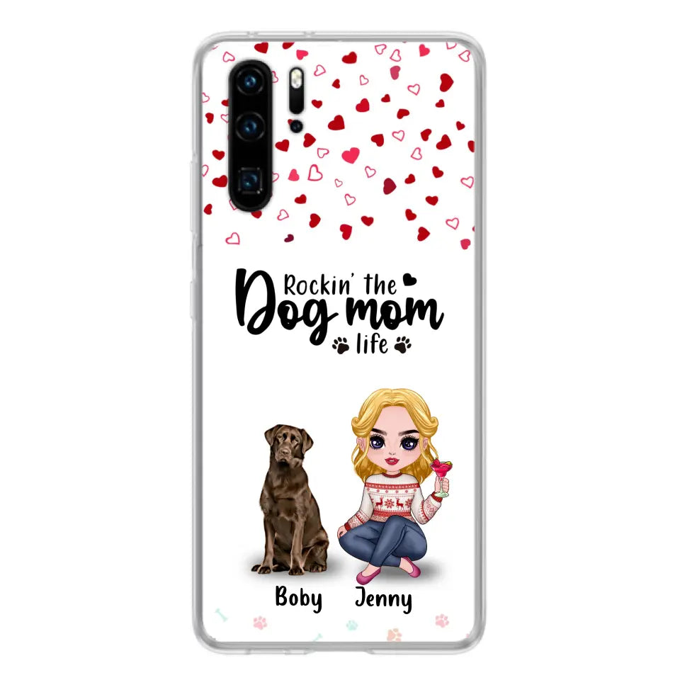 Personalized Dog Mom Front Phone Case - Up to 5 Dogs - Gift Idea For Dog Lover - Rockin' The Dog Mom Life - Case For Xiaomi, Oppo And Huawei