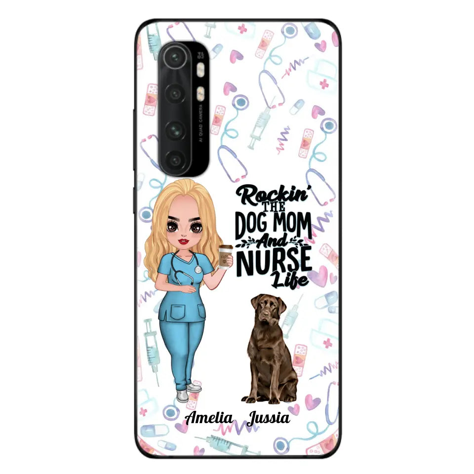 Personalized Nurse Dog Mom Phone Case - Up to 5 Dogs - Gift Idea For Dog Lover - Rockin' The Dog Mom And Nurse Life - Case For Xiaomi, Oppo And Huawei