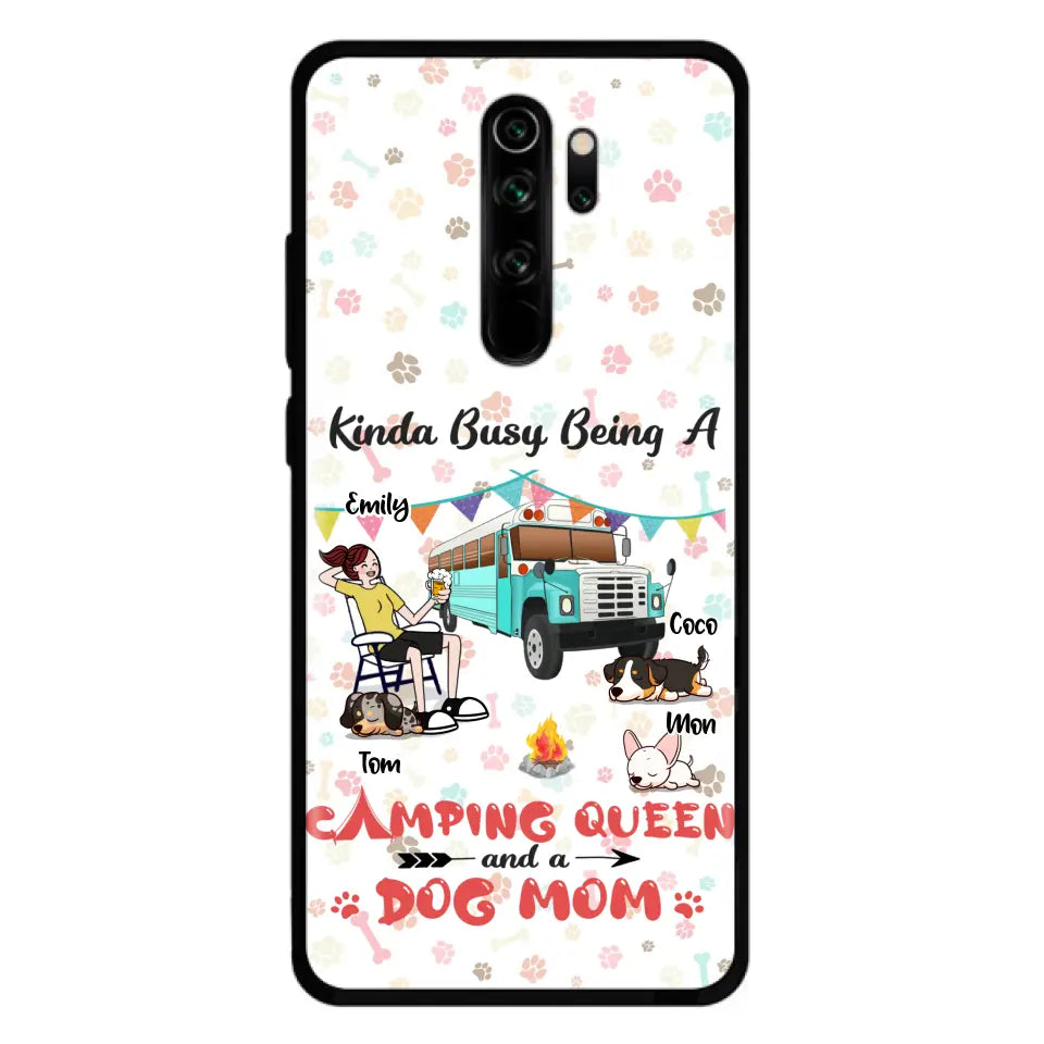 Personalized Camping Queen Phone Case - Up to 3 Dogs - Gift Idea For Dog Lovers - Kinda Busy Being A Camping Queen And A Dog Mom - Case For Xiaomi/Huawei/Oppo