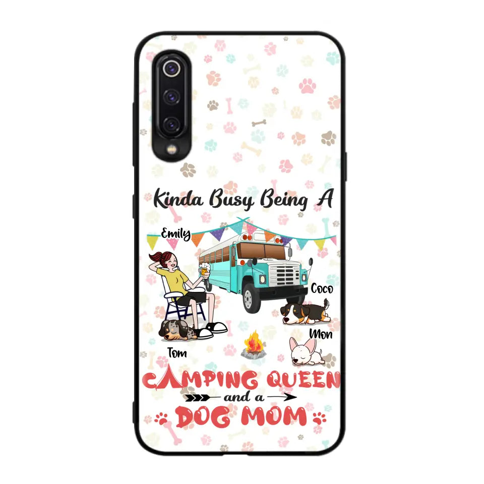Personalized Camping Queen Phone Case - Up to 3 Dogs - Gift Idea For Dog Lovers - Kinda Busy Being A Camping Queen And A Dog Mom - Case For Xiaomi/Huawei/Oppo