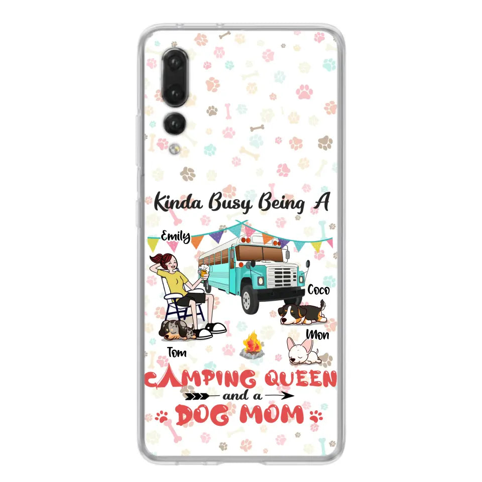 Personalized Camping Queen Phone Case - Up to 3 Dogs - Gift Idea For Dog Lovers - Kinda Busy Being A Camping Queen And A Dog Mom - Case For Xiaomi/Huawei/Oppo
