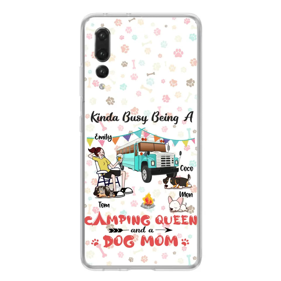 Personalized Camping Queen Phone Case - Up to 3 Dogs - Gift Idea For Dog Lovers - Kinda Busy Being A Camping Queen And A Dog Mom - Case For Xiaomi/Huawei/Oppo