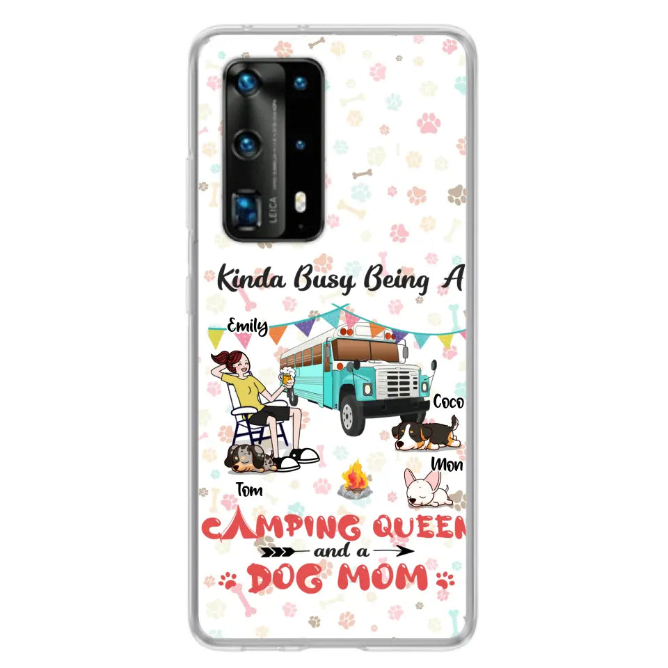 Personalized Camping Queen Phone Case - Up to 3 Dogs - Gift Idea For Dog Lovers - Kinda Busy Being A Camping Queen And A Dog Mom - Case For Xiaomi/Huawei/Oppo
