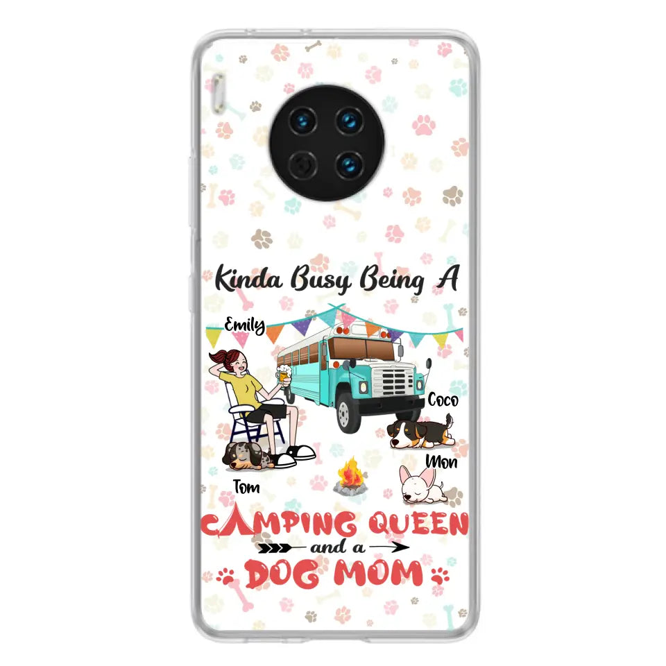 Personalized Camping Queen Phone Case - Up to 3 Dogs - Gift Idea For Dog Lovers - Kinda Busy Being A Camping Queen And A Dog Mom - Case For Xiaomi/Huawei/Oppo