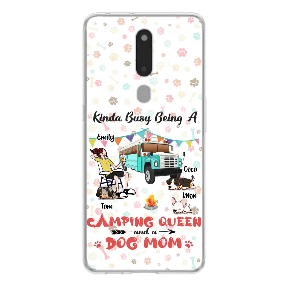 Personalized Camping Queen Phone Case - Up to 3 Dogs - Gift Idea For Dog Lovers - Kinda Busy Being A Camping Queen And A Dog Mom - Case For Xiaomi/Huawei/Oppo