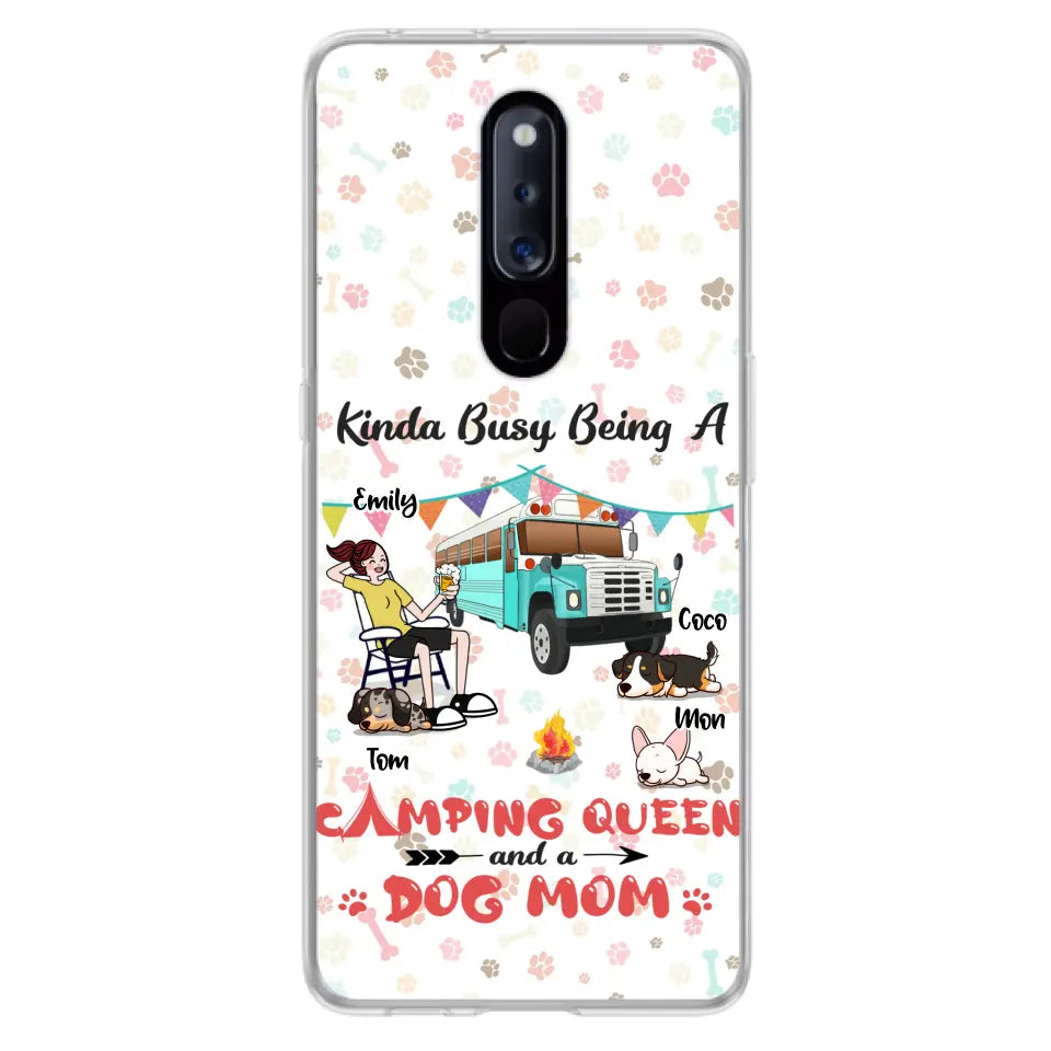 Personalized Camping Queen Phone Case - Up to 3 Dogs - Gift Idea For Dog Lovers - Kinda Busy Being A Camping Queen And A Dog Mom - Case For Xiaomi/Huawei/Oppo