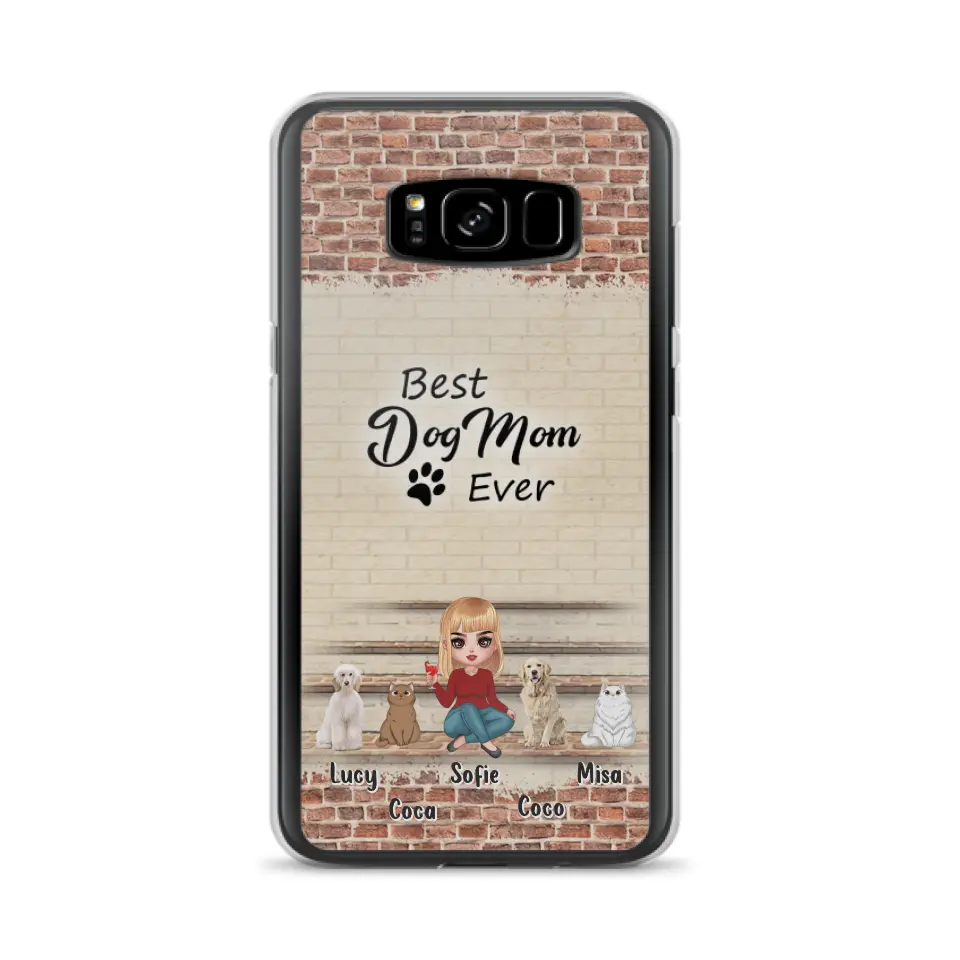 Custom Personalized Dog/Cat Mom Phone Case - Gift Idea For Dog/Cat Lovers/Mother's Day - Upto 3 Dogs/Cats - Best Dog Mom Ever - Cases For iPhone/Samsung