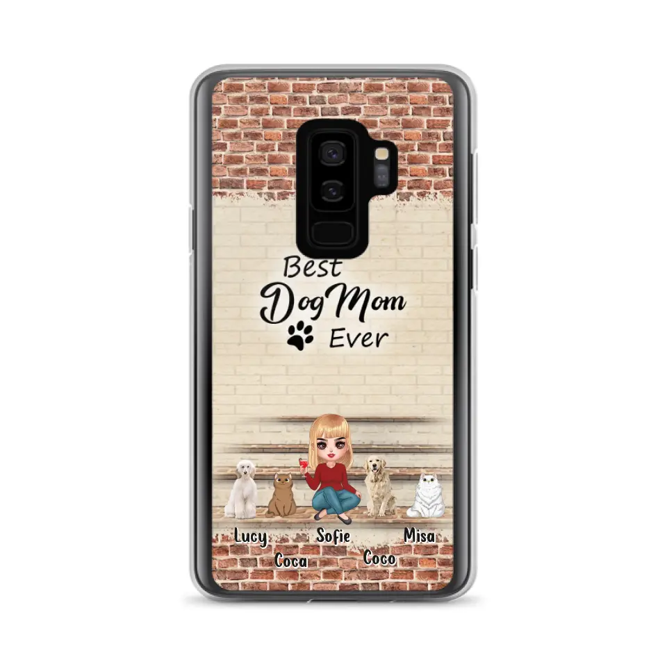 Custom Personalized Dog/Cat Mom Phone Case - Gift Idea For Dog/Cat Lovers/Mother's Day - Upto 3 Dogs/Cats - Best Dog Mom Ever - Cases For iPhone/Samsung