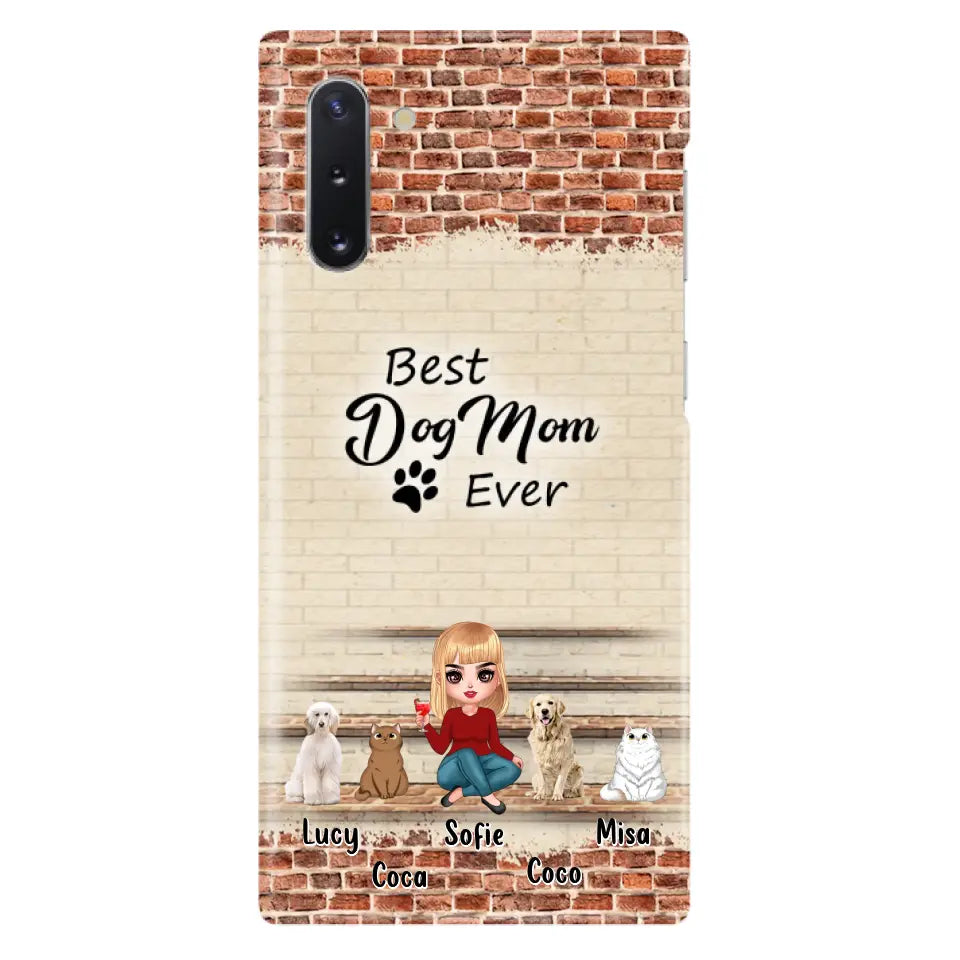Custom Personalized Dog/Cat Mom Phone Case - Gift Idea For Dog/Cat Lovers/Mother's Day - Upto 3 Dogs/Cats - Best Dog Mom Ever - Cases For iPhone/Samsung