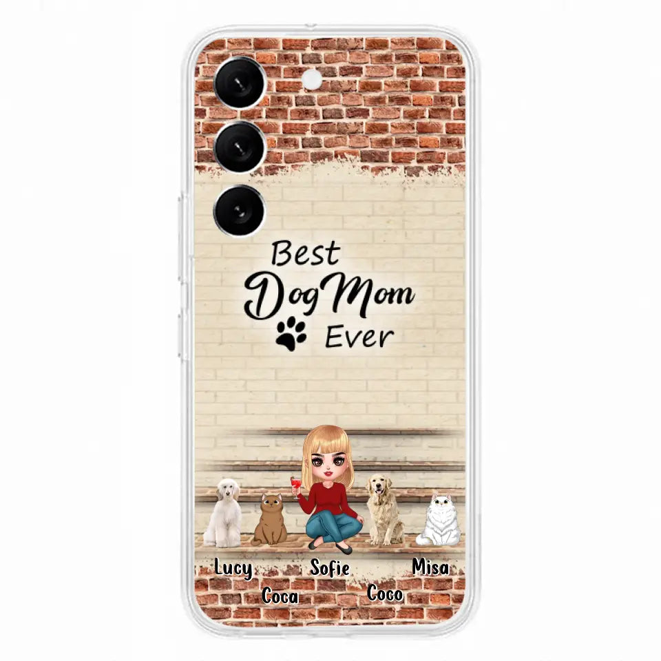 Custom Personalized Dog/Cat Mom Phone Case - Gift Idea For Dog/Cat Lovers/Mother's Day - Upto 3 Dogs/Cats - Best Dog Mom Ever - Cases For iPhone/Samsung