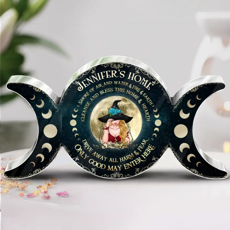 Personalized Wicca Acrylic Plaque - Gift Idea For Halloween/Wicca Decor/Pagan Decor - Smoke Of Air And Water & Fire & Earth Cleanse And Bless This Home