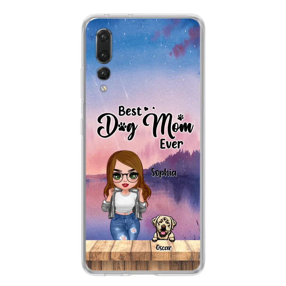 Personalized Dog Mom Chibi Front Phone Case - Gifts For Dog Lover With Up to 4 Dogs - Best Dog Mom Ever - Case For Xiaomi, Oppo And Huawei