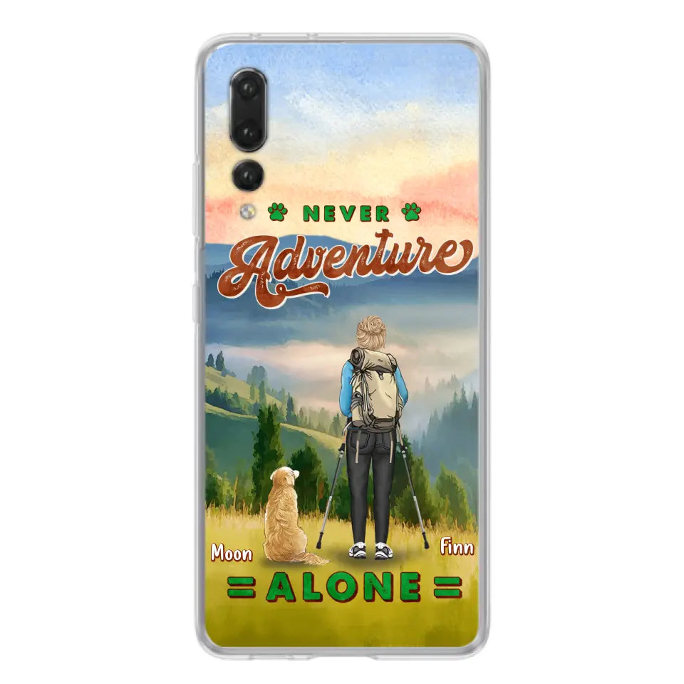 Personalized Solo Hiking With Dogs Phone Case - Woman/Man With Up to 4 Dogs - Gift Idea For Hiking Lovers - Cases For Oppo, Xiaomi And Huawei