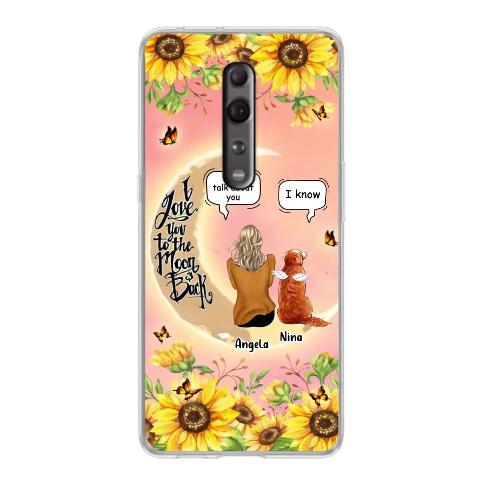 Custom Memorial Pet Sunflower Phone Case - Adult/Couple With Up to 4 Pets - Memorial Gift Idea For Dog/Cat Lovers - I Love You To The Moon & Back - Case For Xiaomi, Oppo And Huawei