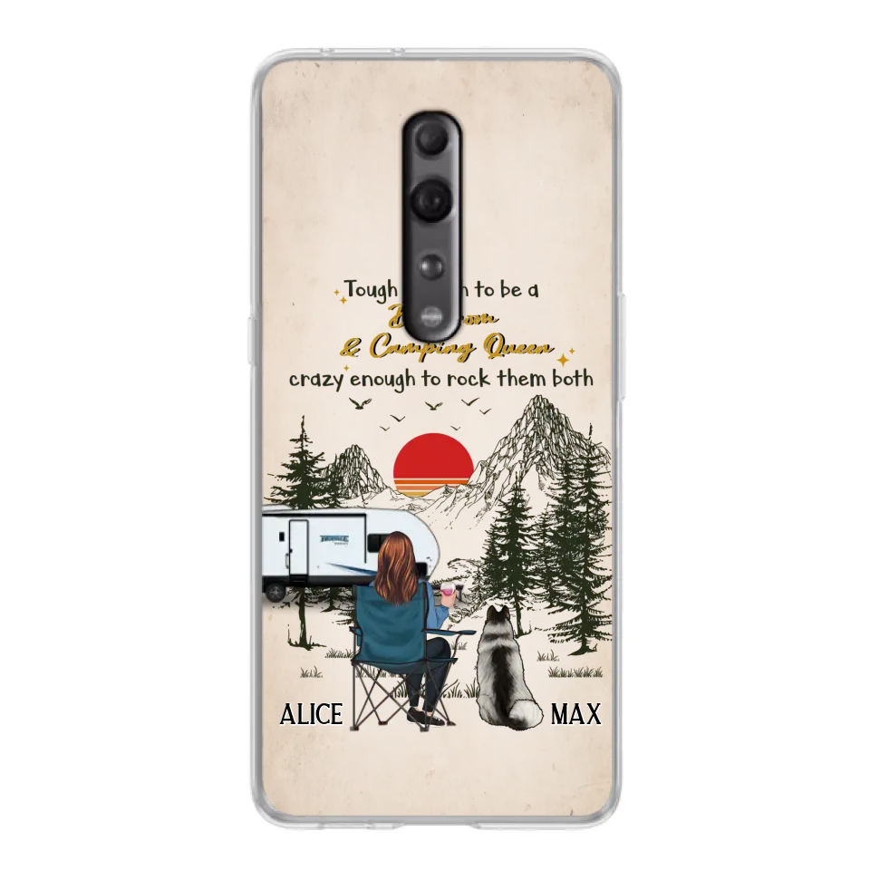 Personalized Dog Mom Phone Case - Up to 4 Dogs - Mother's Day Gift Idea Dog/Camping Lovers - Tough Enough To Be A Dog Mom And Camping Queen Crazy Enough To Rock Them Both - Case For Xiaomi/Huawei/Oppo