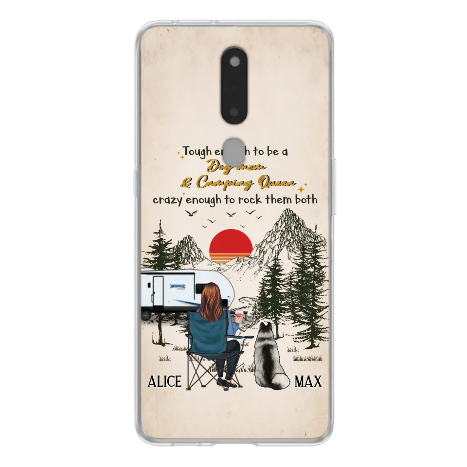 Personalized Dog Mom Phone Case - Up to 4 Dogs - Mother's Day Gift Idea Dog/Camping Lovers - Tough Enough To Be A Dog Mom And Camping Queen Crazy Enough To Rock Them Both - Case For Xiaomi/Huawei/Oppo