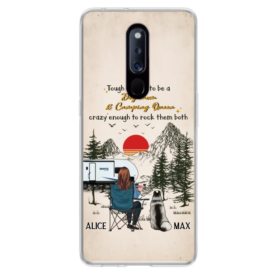 Personalized Dog Mom Phone Case - Up to 4 Dogs - Mother's Day Gift Idea Dog/Camping Lovers - Tough Enough To Be A Dog Mom And Camping Queen Crazy Enough To Rock Them Both - Case For Xiaomi/Huawei/Oppo