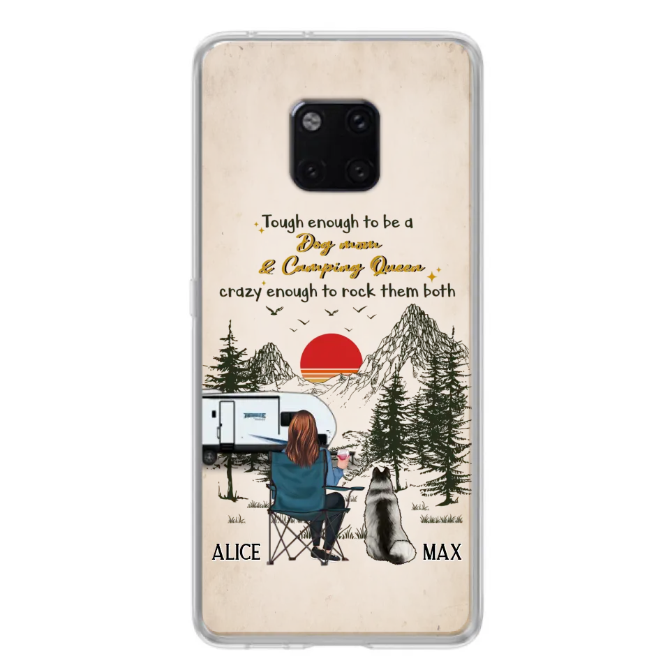 Personalized Dog Mom Phone Case - Up to 4 Dogs - Mother's Day Gift Idea Dog/Camping Lovers - Tough Enough To Be A Dog Mom And Camping Queen Crazy Enough To Rock Them Both - Case For Xiaomi/Huawei/Oppo