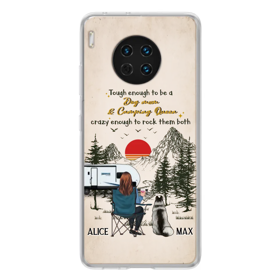 Personalized Dog Mom Phone Case - Up to 4 Dogs - Mother's Day Gift Idea Dog/Camping Lovers - Tough Enough To Be A Dog Mom And Camping Queen Crazy Enough To Rock Them Both - Case For Xiaomi/Huawei/Oppo