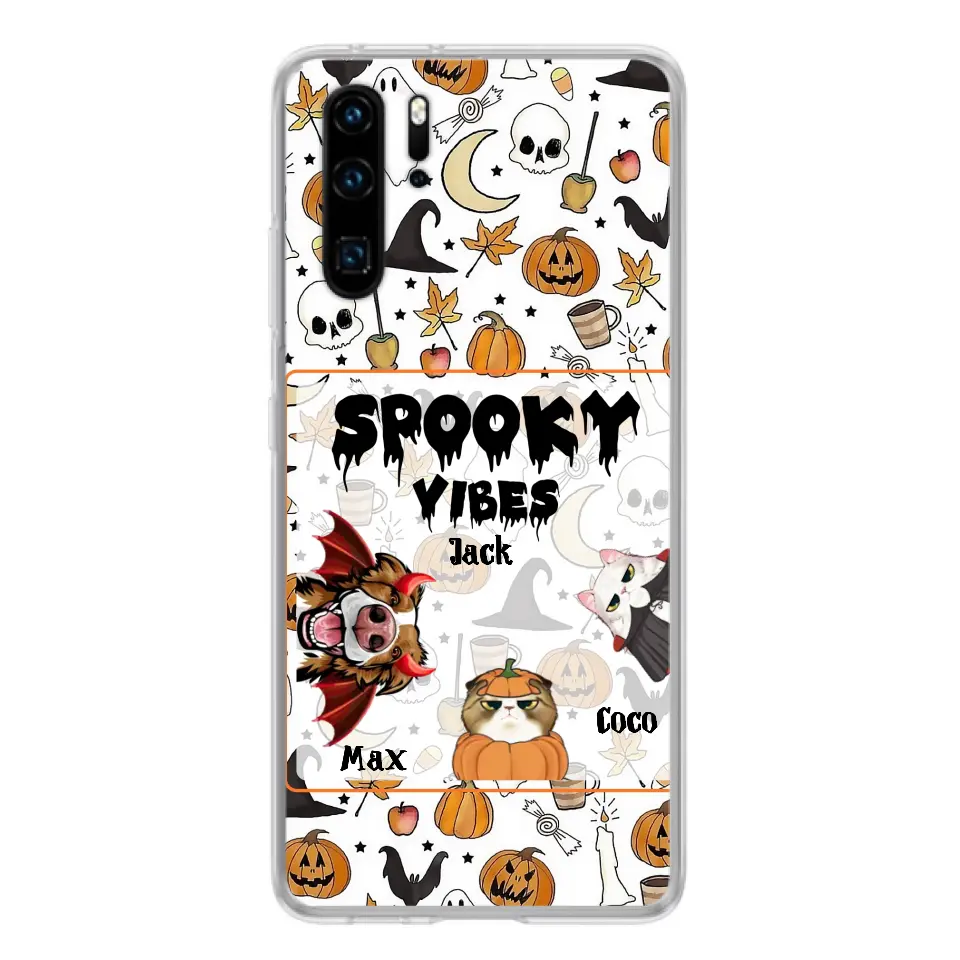 Personalized Halloween Pet Phone Case - Up to 3 Pets - Gift Idea For Dog/Cat Owners - Spooky Vibes - Case for Oppo/Xiaomi/Huawei
