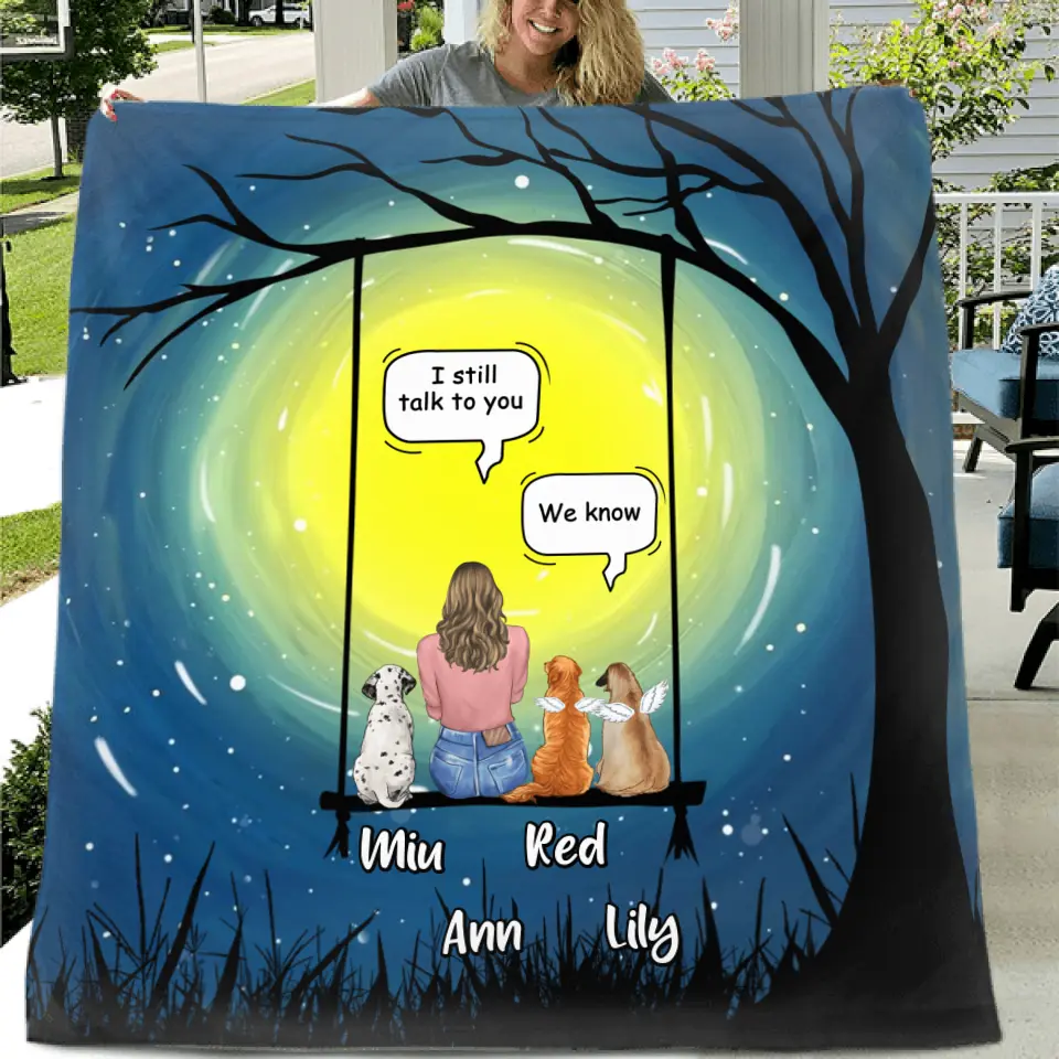 Personalized Memorial Dog Quilt/Fleece Blanket - Up to 3 Dogs - Best Gift For Dog Lovers - I Still Talk To You