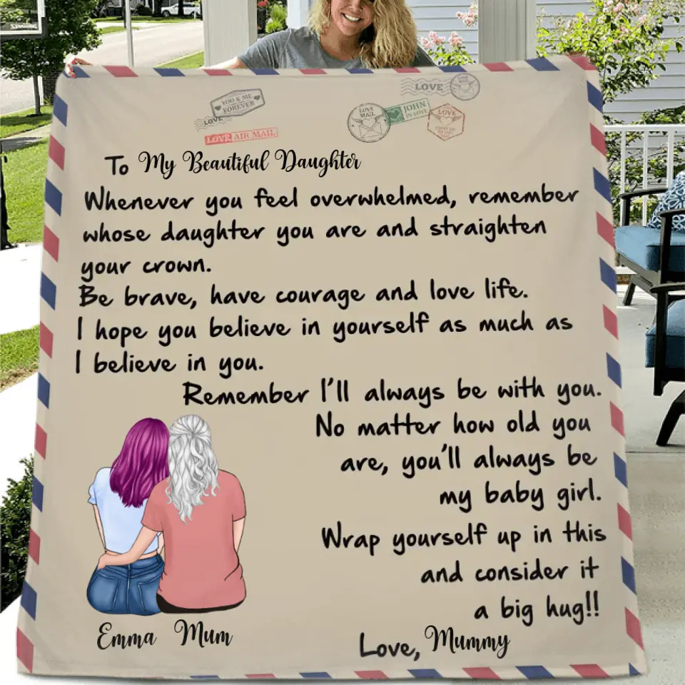 Personalized  To My Daughter Fleece Throw Blanket/Quilt - Gift Idea From Mom To Daughter - You'll Always Be My Baby Girl