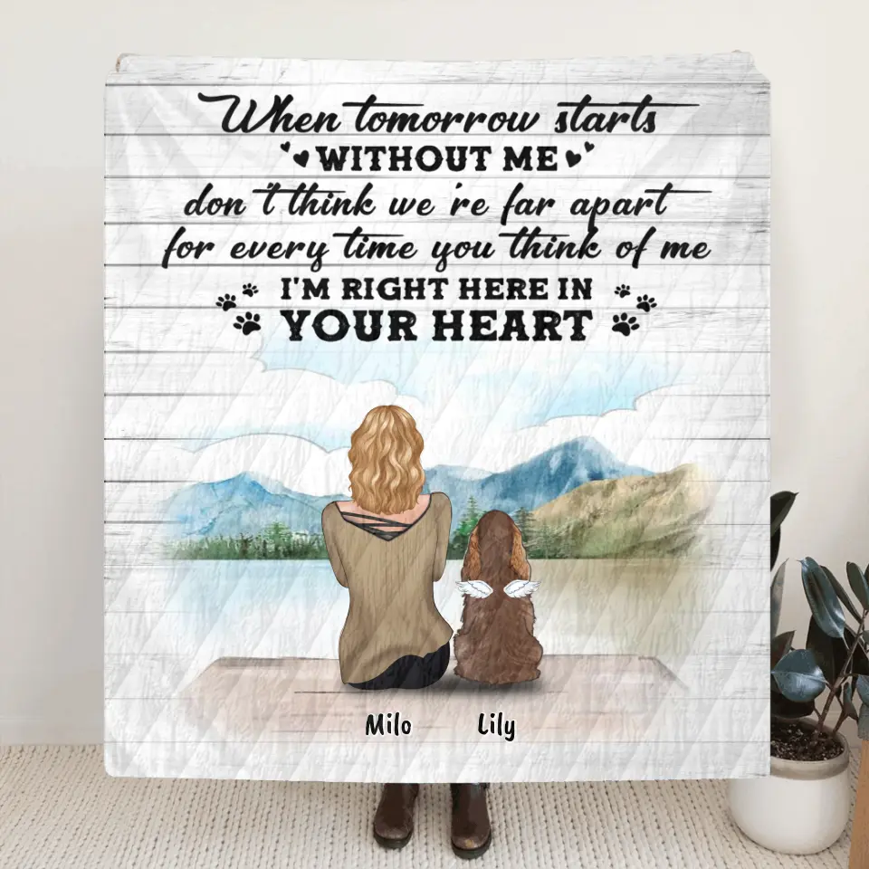 Personalized Memorial Dog Mom Quilt/Fleece Blanket/Pillow Cover - Up to 5 Dogs - Memorial Gift For Dog Lovers - TBZX4U
