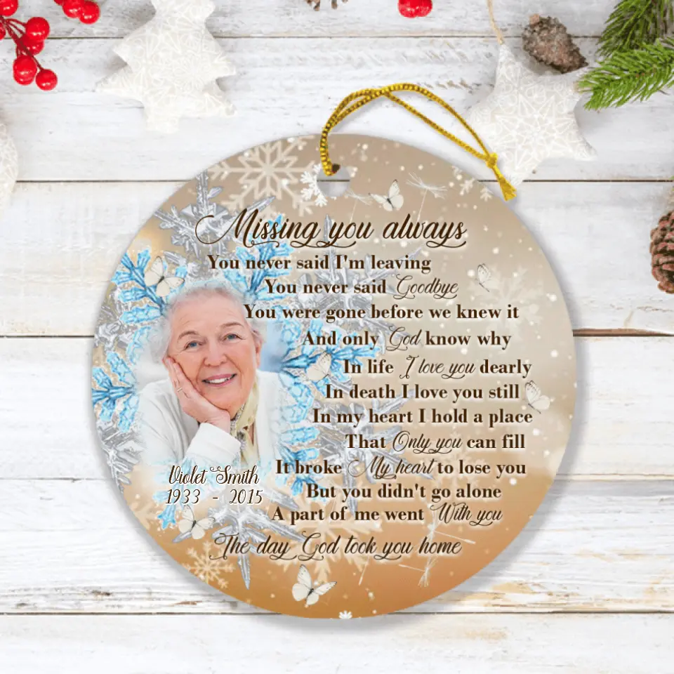 Personalized Remembrance Ornament - Memorial Gift - Missing You Always - GTWDM6