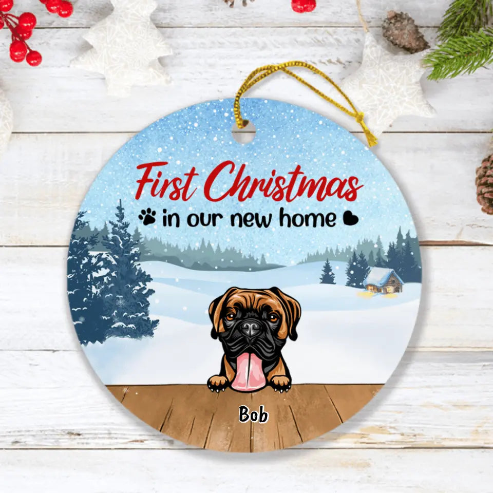 Personalized Christmas Dog Ornament - Up to 7 Dogs - Christmas Gift For Dog Lover - First Christmas In Our New Home