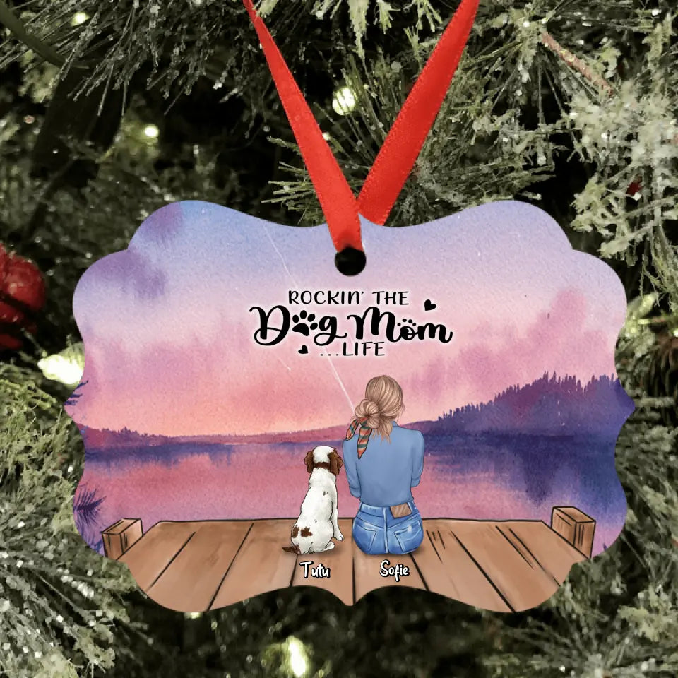 Personalized Pet Mom/Dad Ornament - Mom/Dad With Up to 4 Dogs/4 Cats - Best Gift For Dog/Cat Lover - Life Is Better With Dogs