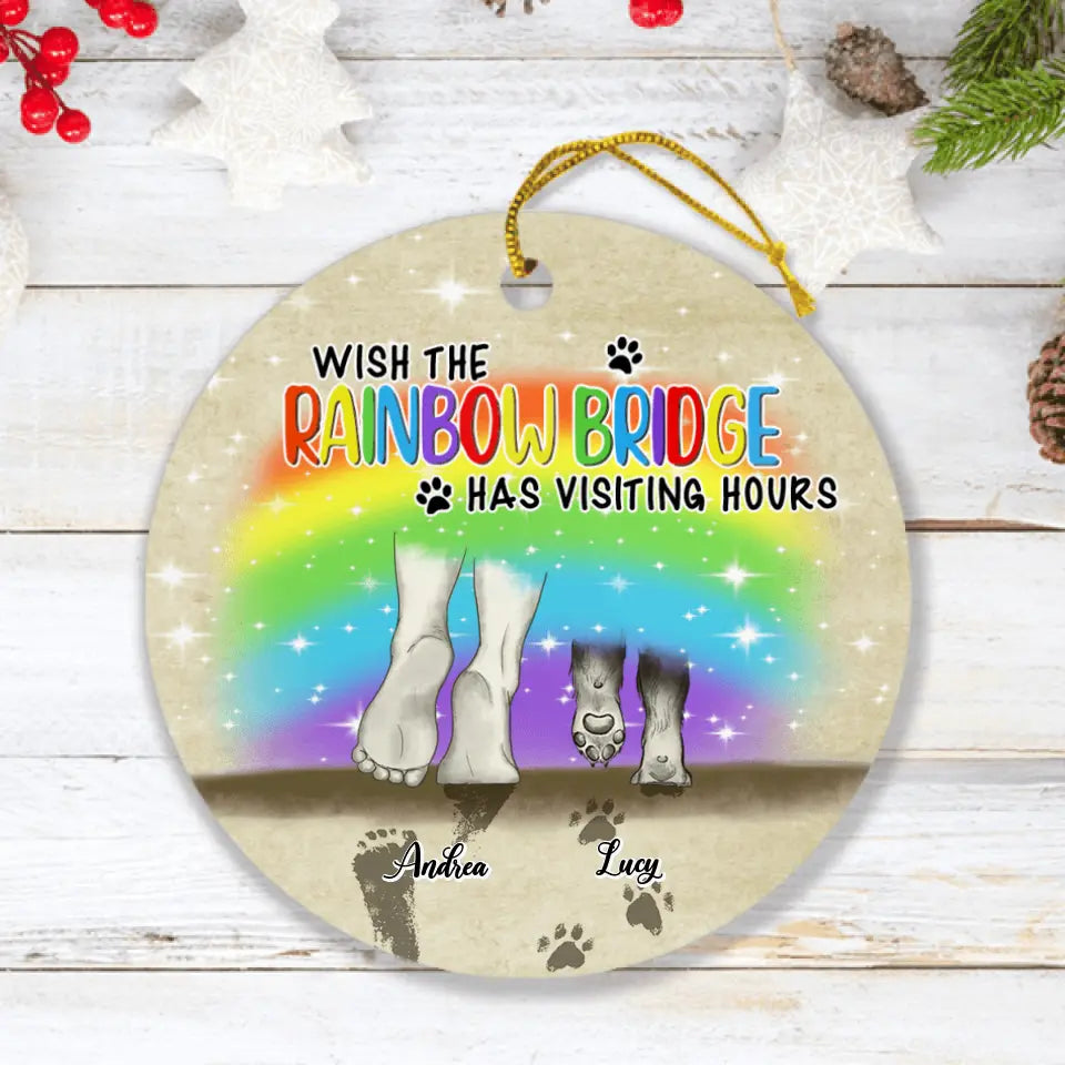 Personalized Dog's Paws Ornament - Best Gift Idea For Dog Lovers - Wish The Rainbow Bridge Has Visiting Hours