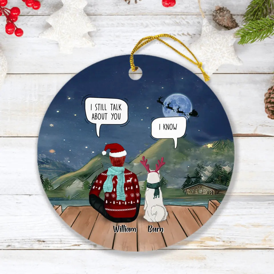 Personalized Christmas Memorial Pet Mom/Dad Ornament - Adult/Couple With Up to 6 Pets - Christmas Gift For Cat/Dog Lover