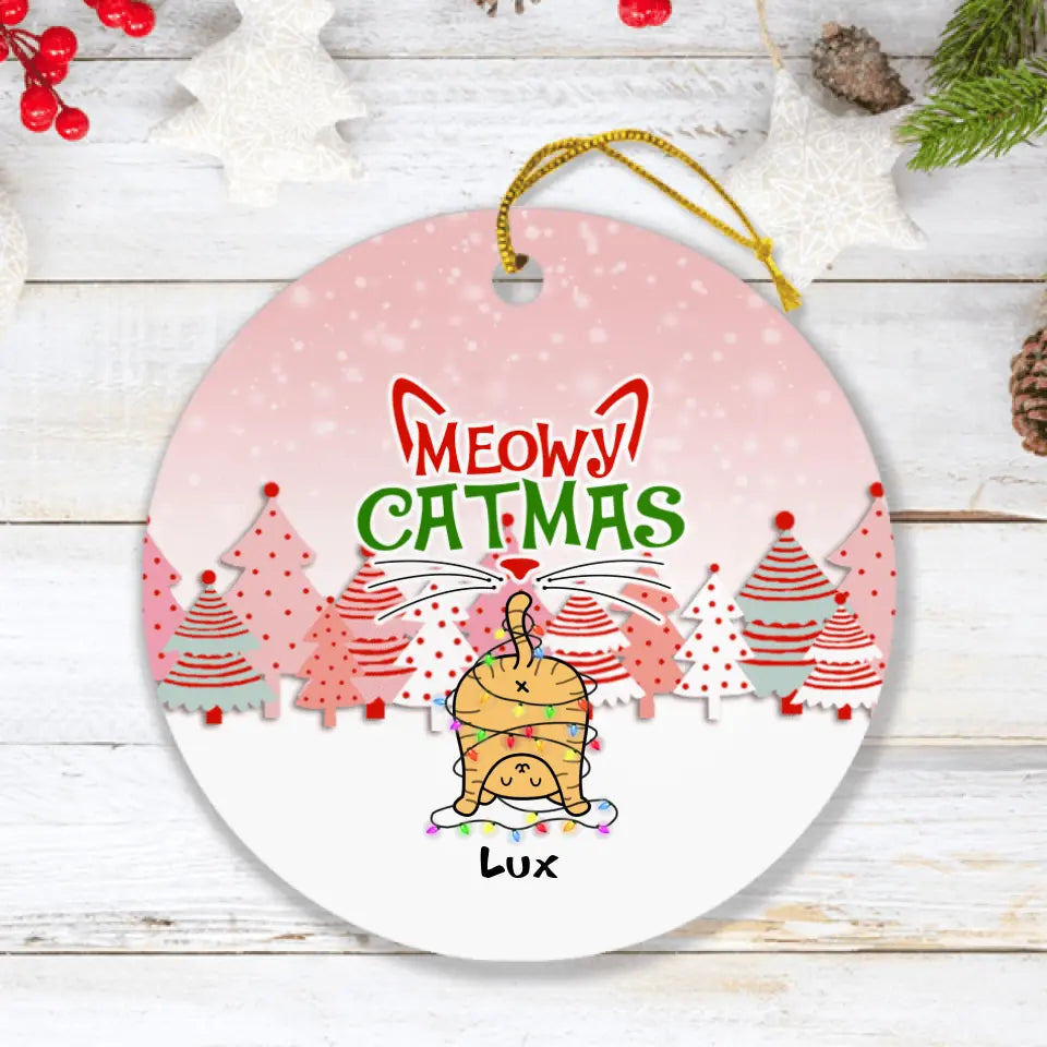 Personalized Cat Butt Christmas Ornament - Up to 5 Cats - Best Gift For Cat Lovers - We Wish You Nothing Butt Meowy Catmas