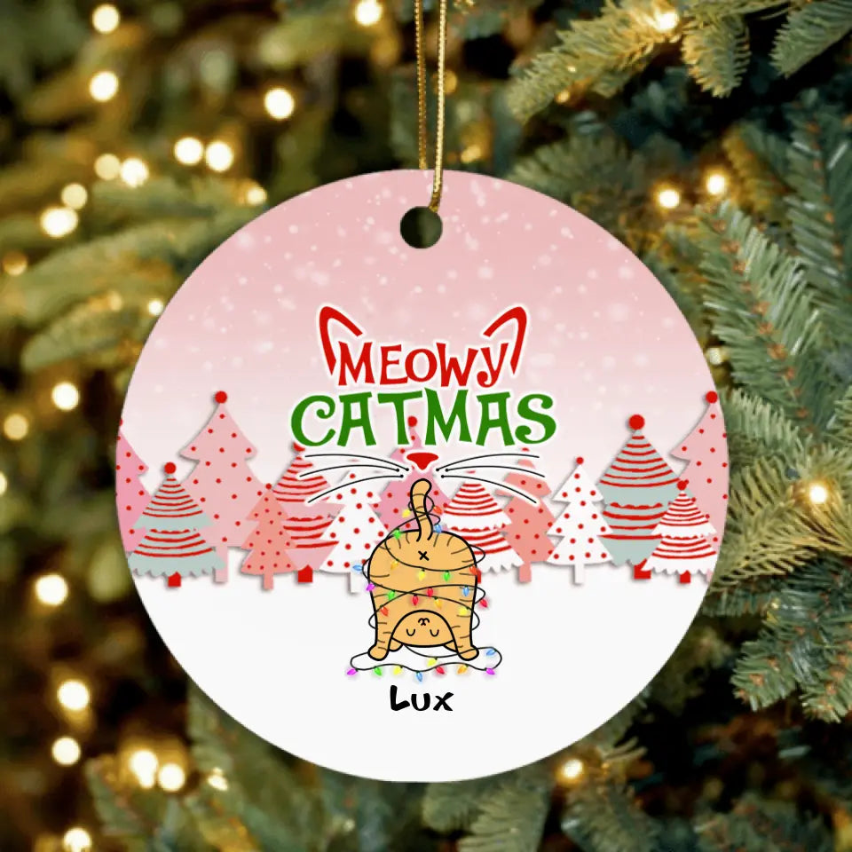 Personalized Cat Butt Christmas Ornament - Up to 5 Cats - Best Gift For Cat Lovers - We Wish You Nothing Butt Meowy Catmas