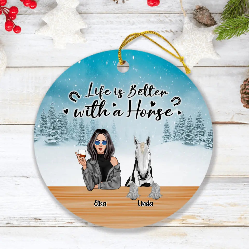 Personalized Horse Mom Ornament - Up to 4 Horses - Best Gift For Horse Lovers - Merry Horsemas