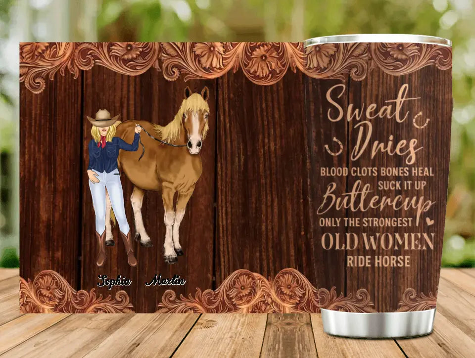 Personalized Horse Lady Tumbler - Gift Idea For Horse Lovers - Sweat Dries
