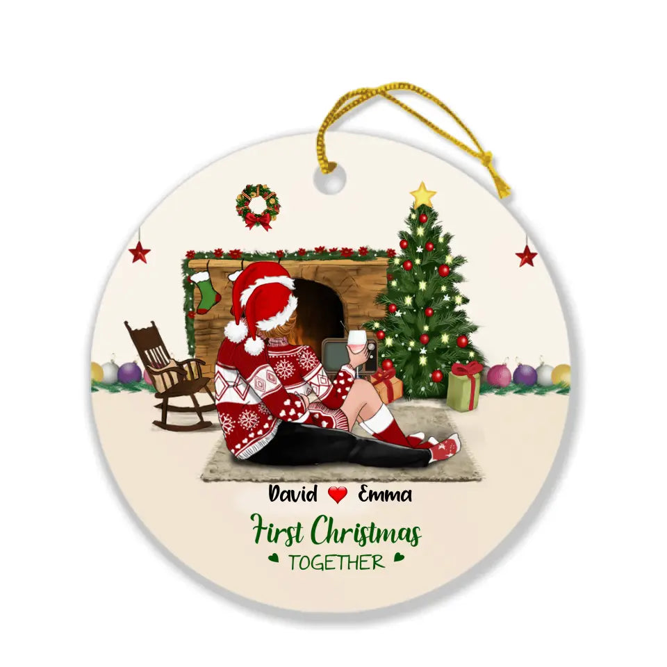 Personalized Couples Christmas Rectangle  Ornament - Gift Idea For The Whole Couples - First Christmas Together
